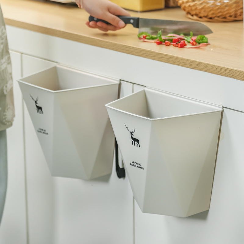 Kitchen trash can hanging household overall cabinet door wall hanging storage basket large kitchen waste special hanging basket creative paper basket