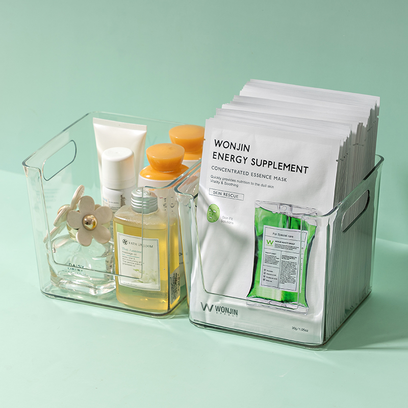 Desktop storage box transparent cosmetics countertop sundries sorting box storage basket mask classification sorting storage basket