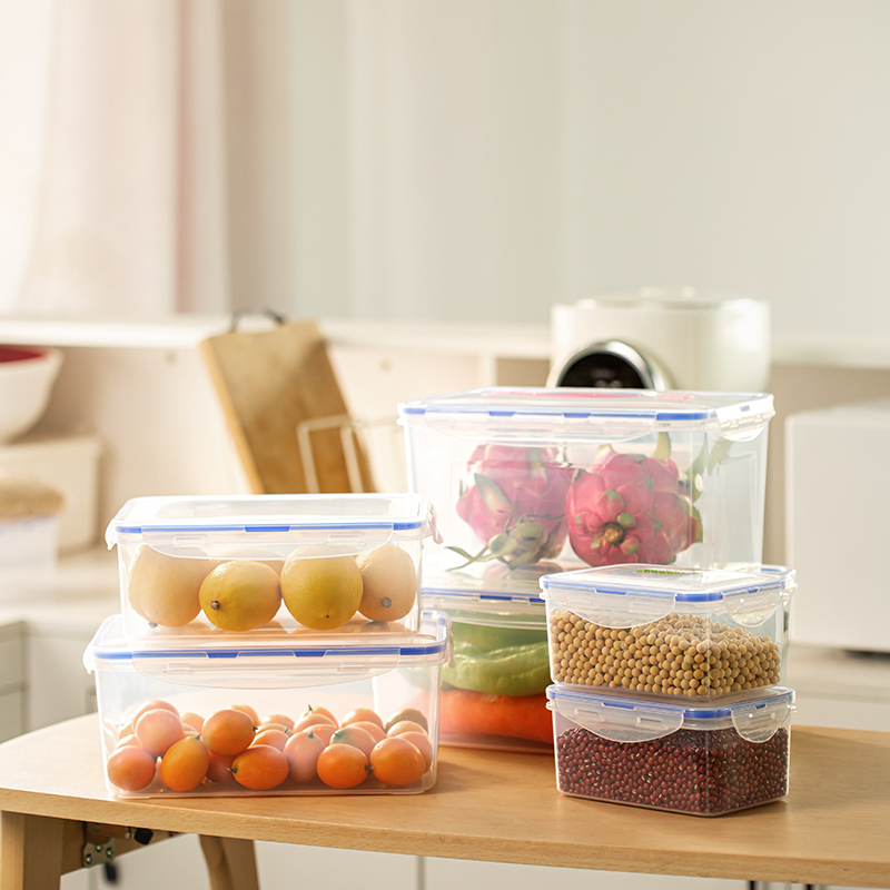 Sealed Plastic Preservation Box Large Capacity Food Grade Debris Containing Finishing Case Rectangular Fruit Storage Cartridges Lid