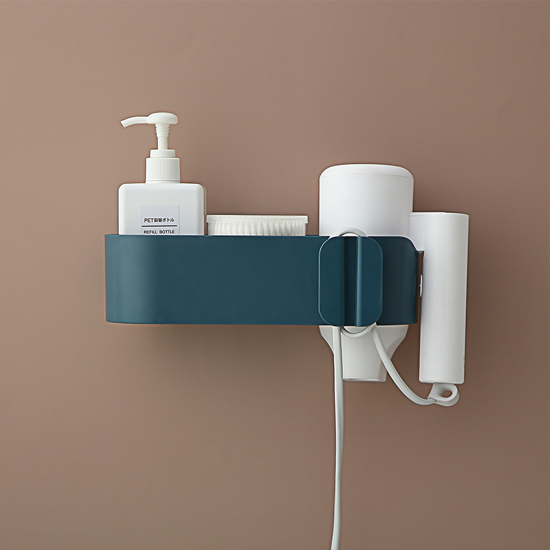Hair dryer rack home punch-free makeup room bathroom wall-mounted hair dryer rack multi-functional hair dryer storage rack