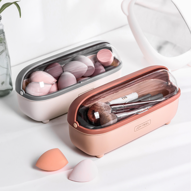 Makeup brush storage box transparent with cover dust-proof beauty egg eye shadow brush storage tube eyebrow pencil pearl large-capacity portable