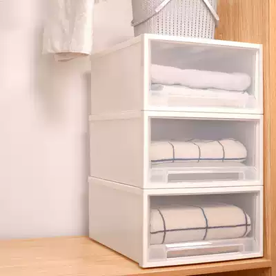 Transparent drawer storage box plastic clothes finishing box underwear storage box dormitory household wardrobe storage box