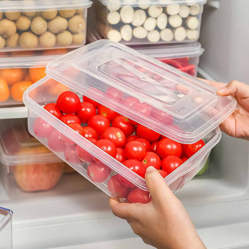Fridge Refreshing box Home Kitchen Rectangular Plastic Refrigerated Frozen Classified Storage With Lid Anti-String Taste Containing Box