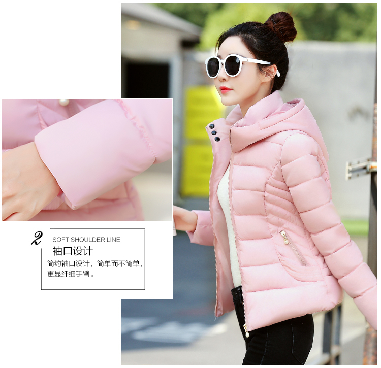 2018 thu đông mới thời trang Hàn Quốc mỏng mỏng áo khoác ngắn cotton cotton nữ Áo khoác mỏng áo phao parka nữ