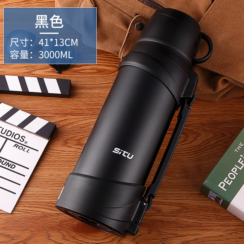 Black 3.0vehicle Portable stainless steel Thermal insulation kettle 2.5L outdoors high-capacity Travel kettle 2000ml heat preservation glass free shipping