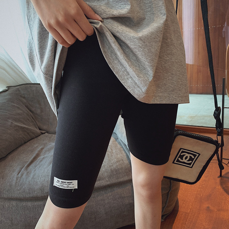 Maternity shorts summer belly black high-rise leggings straight leggings slim slim slim leggings fashion five-point pants