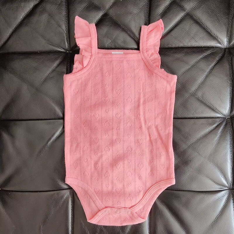 Free Shipping for Orders of 2 or More, Exported to Europe and America, Thin Pure Cotton Ribbed Hollow Heart Mesh Flutter Sleeve Romper for Babies Free Shipping for Orders of 2 or More, Exported to Europe and America, Thin Pure Cotton Ribbed Hollow Heart Mesh Flutter Sleeve Romper for Babies