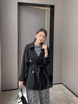 K elder sister (warm velvet windbreaker) two-color choice big lapel double-breasted medium-length windbreaker coat female