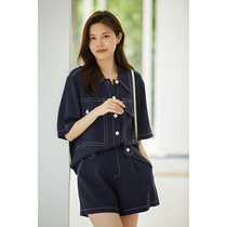 K sister (k sister K private) ProViscose Tianshu fabric lapel single-breasted Shirt shorts two-piece female