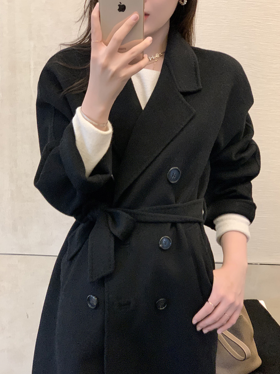 K Sister (weighs 100% cashmere large coat) 100 cashmere suits collar temperament, long version of coat in coat