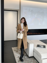 K elder sister (high branch double face) 100% high branch Australian wool double face long woolen coat women