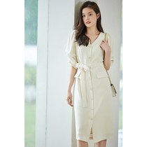 K sister (strong twist acetic acid dress) acetic acid temperament V-collar slim slim dress