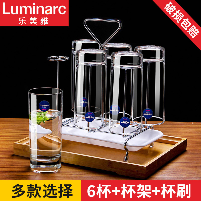 Lemeiya Glass Cup Set for Home Use, Tea Cups, Water Cups, Lidless Drinking Cups, Transparent Juice Cups, Milk Cups, Set of 6