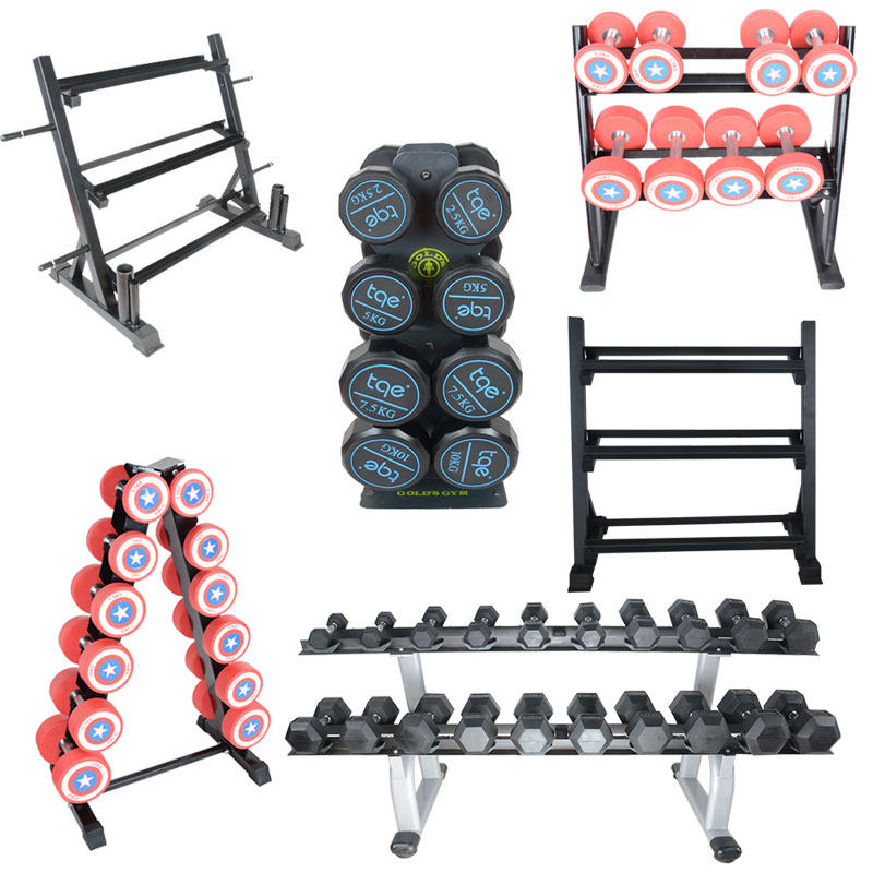 Three-layer dumbbell shelf Household mini multi-function dip plastic handle barbell two or four double-layer pay fitness equipment