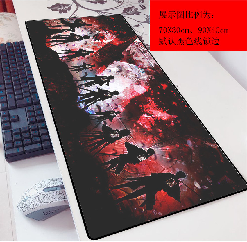 Attack on the giant Mikasa 90x40 mouse pad 3mm Allen game oversized anime table pad Liwell keyboard pad
