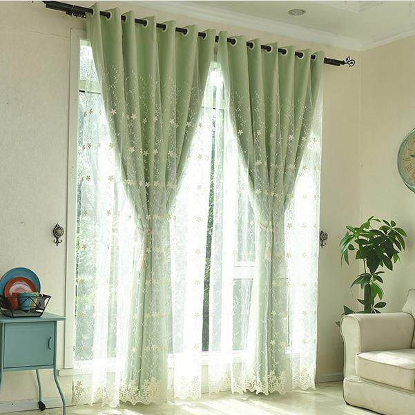 High-end embroidery covering high precision curtain floating windower bedroom now simple yarn curtain pastoral fresh yarn curtain