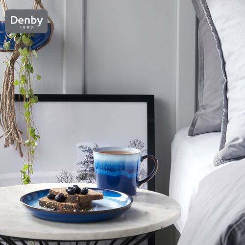 British Denby blue mist high-end collection mug ceramic milk coffee cup office cup bowl dinner plate