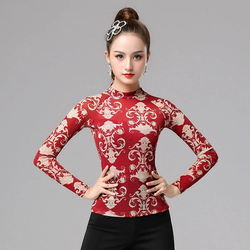 Danbao Ronaldo High -Necked Latin Dance упражнения женская весна и осенняя танцевальная куртка Новый национальный стандартный танце