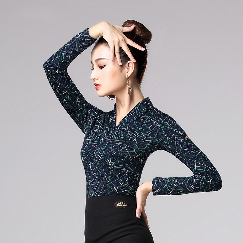 Danbao Luo Latin dance costume Ladies tops dance practice clothes long sleeves adult dance clothes modern dance new style