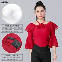 Красный комбинезон с рукавами-колокольчиками и веревочными оборками