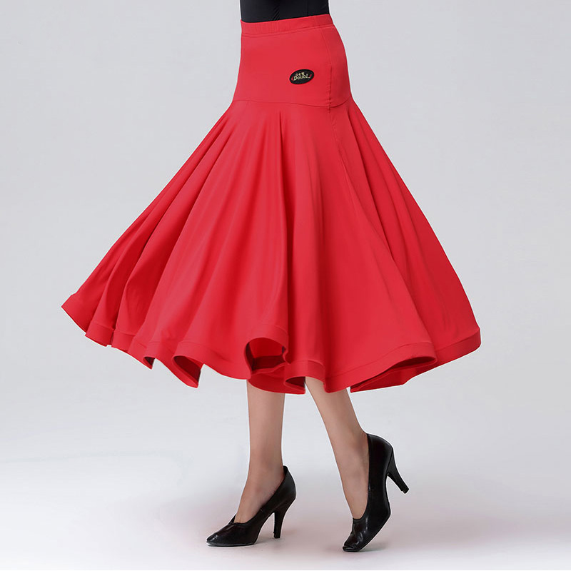 DanBoro female ballroom dance big skirt high-end national standard dance skirt red waltz dance skirt practice skirt