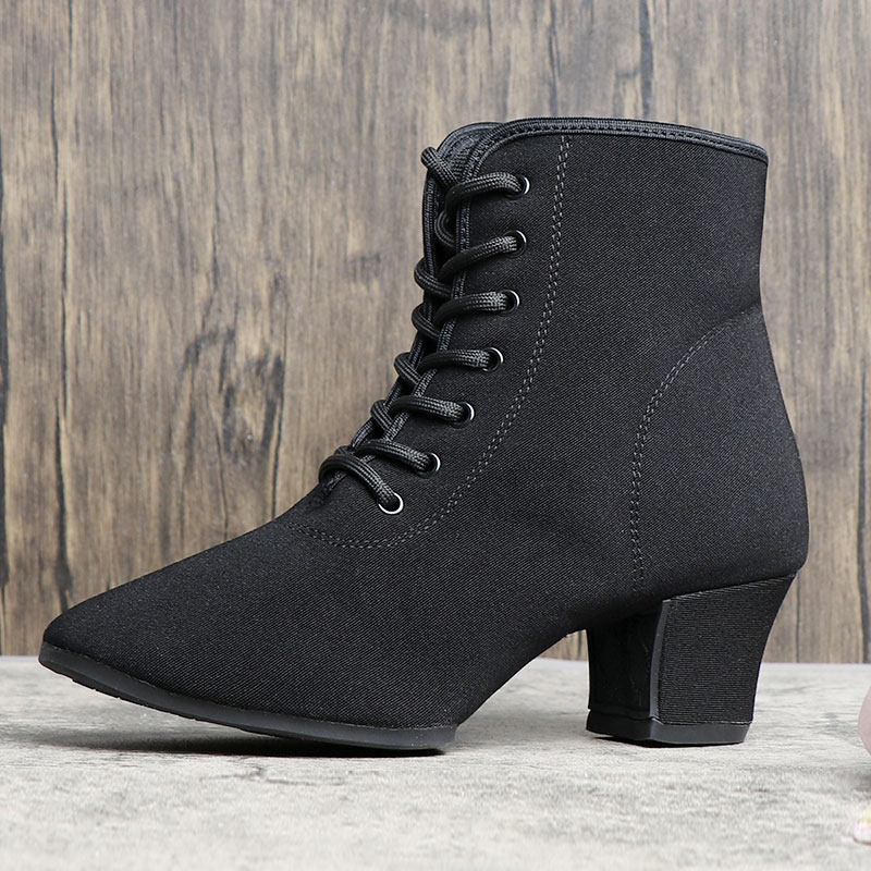 Dan Baoluo modern dance shoes women's high tube rubber sole black waltz 5 cm with high national standard dance professional dance shoes