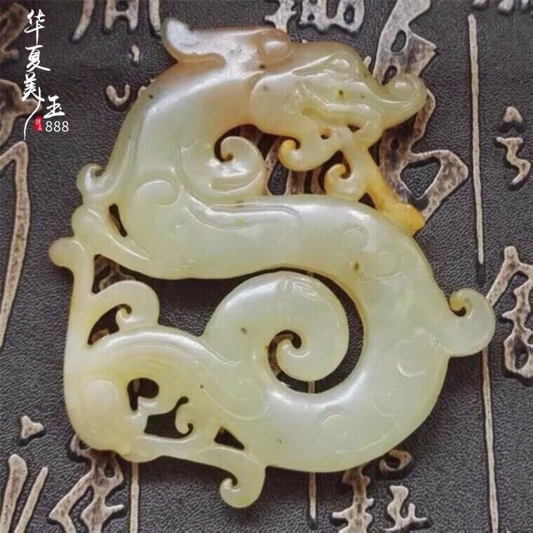 戰國老岫玉做舊高古玉古玩玉器古董玉璧老貨玉石把件飛龍擺件掛件-淘寶