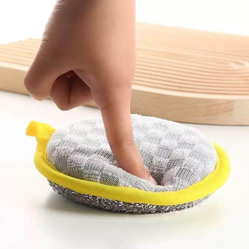Non-Stick Oil Brush for Pots and Dishes, Dishwashing Cloth, Scouring Pad, Thickened Magic Scrubbing Tool, Dishwashing Sponge Block for Home Use
