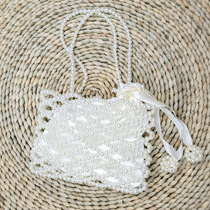Hand-woven finished pearl bag niche hollow Hand bag beaded DIY shoulder underarm bag womens handbag