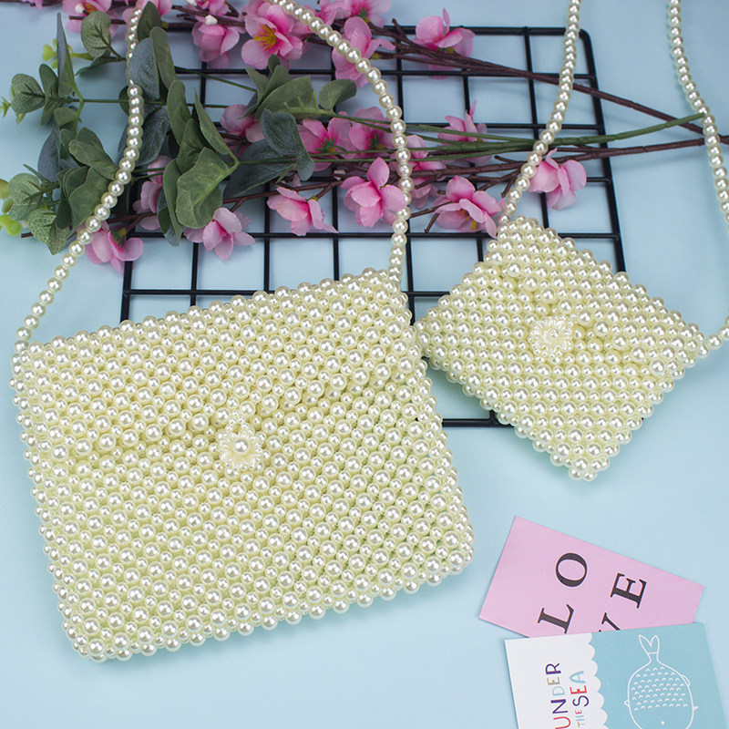 Handmade beaded finished imitation pearl messenger bag new women's bag DIY Korean summer small waist bag net red mobile phone bag