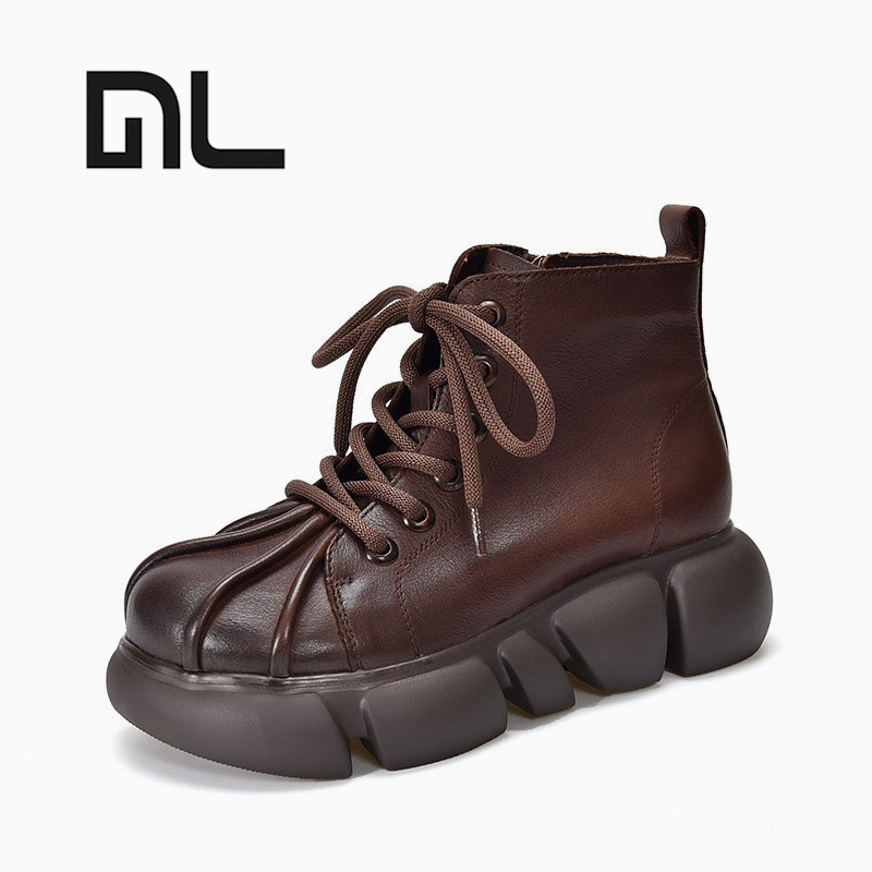 Martin Boots for Women, British Style Retro Short Boots, 2025 New Model, Genuine Leather, Versatile Casual Thick-Soled Height-Increasing Spring and Autumn Boots Martin Boots for Women, British Style Retro Short Boots, 2025 New Model, Genuine Leather, Versatile Casual Thick-Soled Height-Increasing Spring and Autumn Boots