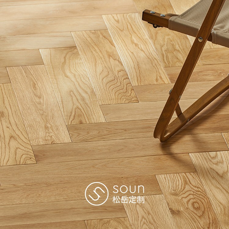 SOUN solid wood floor herringbone block log oak floor heating lock free keel Nordic style home Pine