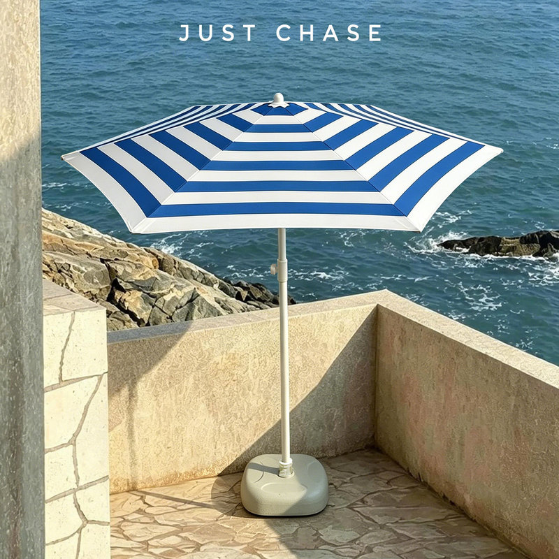 [Storefront Umbrella] Navy Striped Patio Outdoor Sunshade Umbrella for Camping, Stall, Large Umbrella, Sun Umbrella, Garden