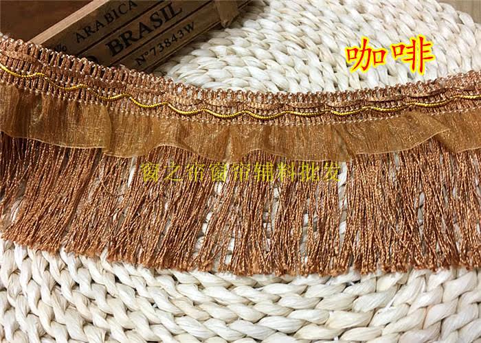 Кружевная кайма 厂家直销简约现代窗帘花边配饰蕾丝辅料流苏绳排约10公分飘带龙须