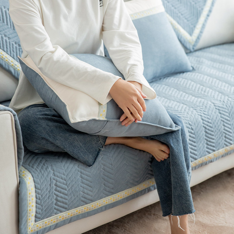 Nordic Minimalist Sofa Mat All Season Universal Non-slip Cloth Art Thickened Cushions Sublivingroom Winter Leather Sofa Cover Scarves