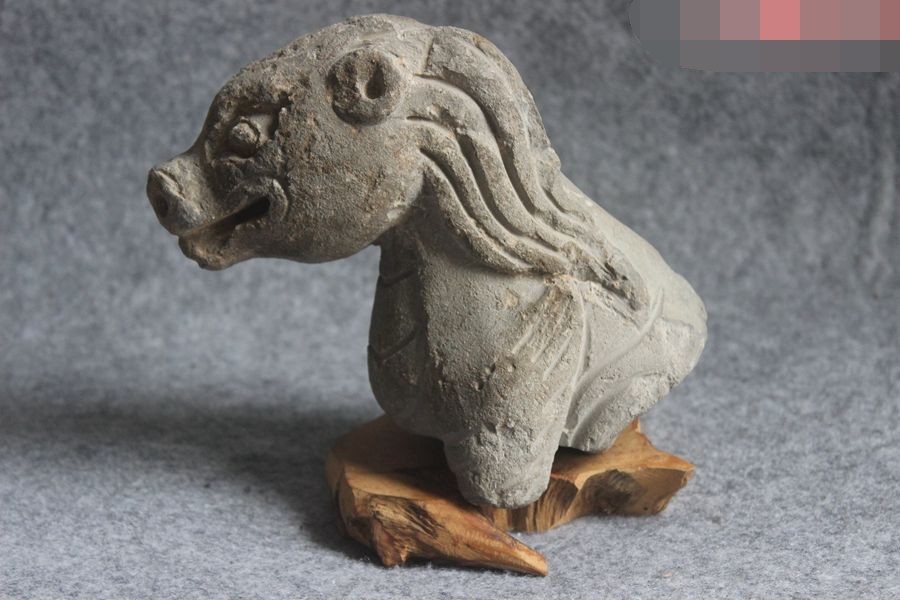 老石雕龙生九子嘲风雕像，高16厘米ZZ.1917，上古神兽的魅力-石雕-淘宝