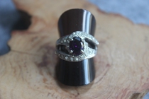 Old ring with craft inlay natural crystal 925 silver inner diameter 17 5mm weight 7 3g ZZ 1686