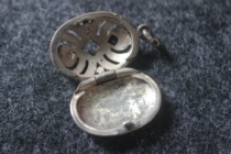 19th-century foreign 925 silver pendant pendant inlaid crystal can open and close high 34mm 7 9g ZZ 3516