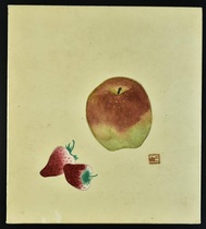 1980s hand-painted gouache scenery illustration print with seal 27*24 cm Japanese color paper ZZ 3466