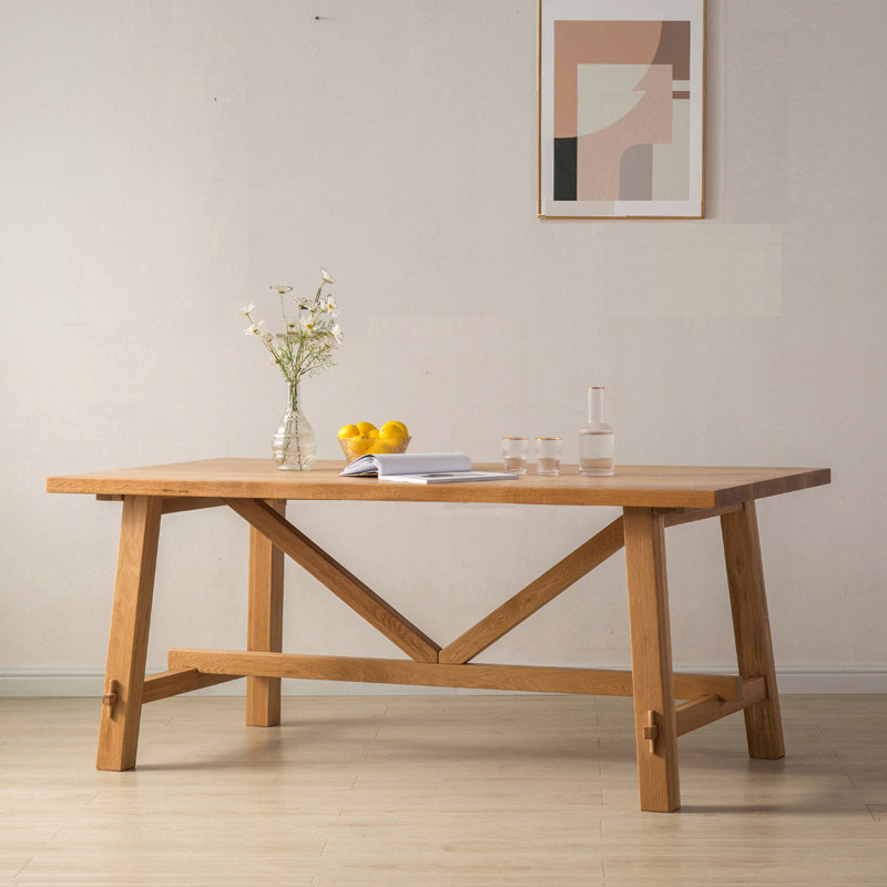Japanese-style solid wood McKenber dining table Nordic minimalist white oak large board table home work cherry wood desk