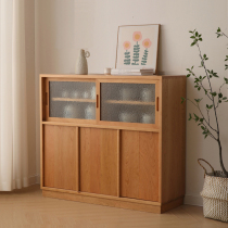Nordic cherry wood sideboard simple Japanese-style sideboard solid wood storage storage tea room living room white oak small apartment