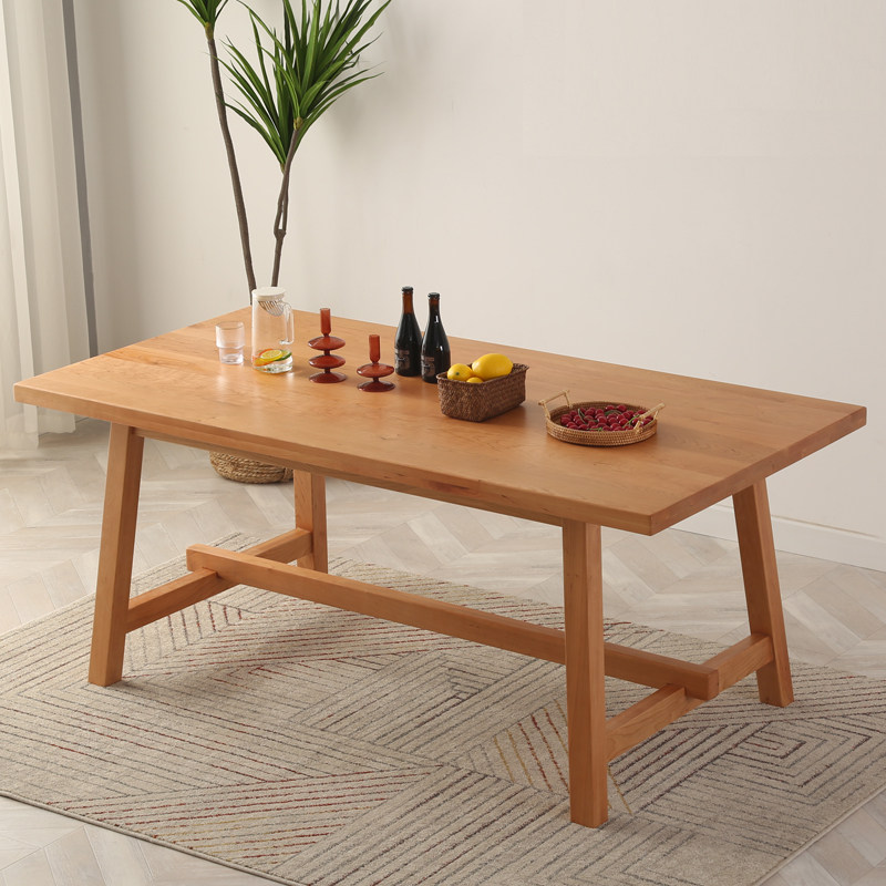 Nordic minimalist cherry wood dining table Japanese-style solid wood white oak walnut log desk writing table Daping number