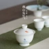 Ông Nanshan Chín con nai bằng ngọc bích bát sứ trắng tay quay tay bát trà Kung Fu đặt chén trà nhiệt độ cao cốc cốc - Trà sứ bộ ấm trà Trà sứ