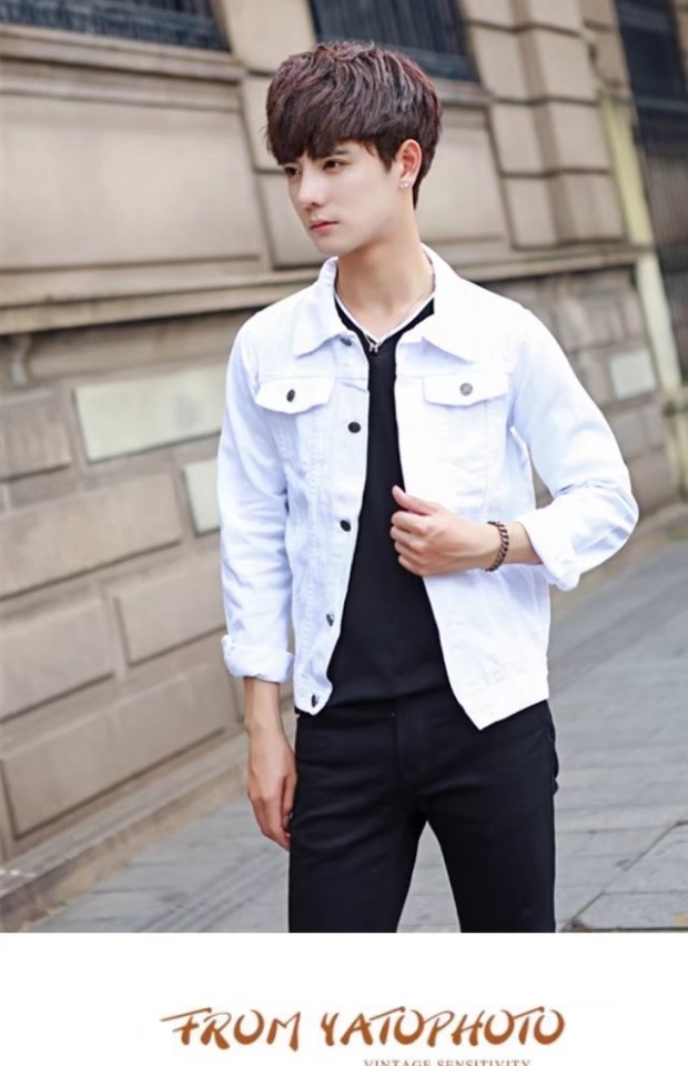 Áo khoác denim nam 2018 xuân hè mới nam trắng áo khoác hàn quốc công cụ áo khoác áo khoác trẻ trung thủy triều áo khoác nam đẹp 2020