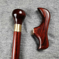 Non-slip sandalwood solid wood mountaineering cane for the elderly Mahogany head crutches round head gentleman civilization stick for the elderly war import