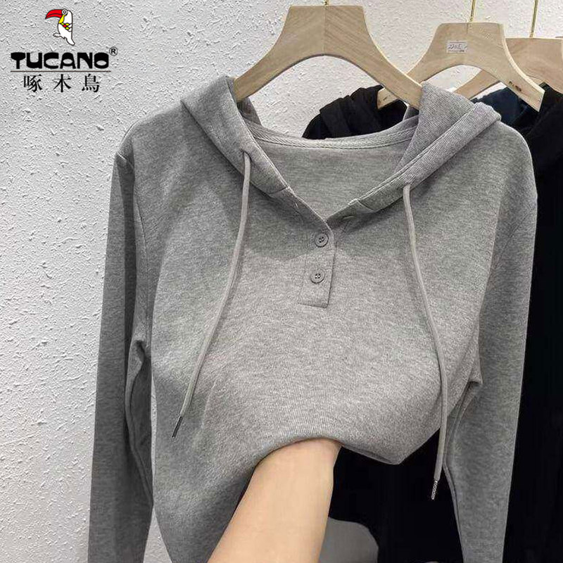 Woodpecker Pure Cotton Hooded Sweatshirt for Women, Spring and Autumn 2026 New Popular Long-Sleeved Fashionable Casual Versatile Top Woodpecker Pure Cotton Hooded Sweatshirt for Women, Spring and Autumn 2026 New Popular Long-Sleeved Fashionable Casual Versatile Top