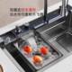 Large Single-Slot 304 Stainless Steel Kitchen Sink with Slag Collection Net, Countertop, Middle and Bottom Sink, Whale Digital Display