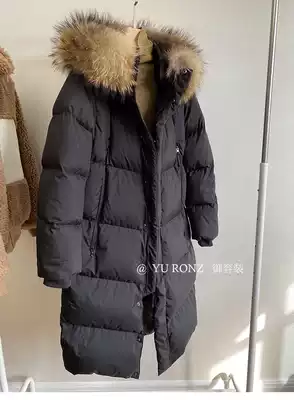 Oversized raccoon hair collar high-end cattle goods 90 white duck down medium and long thick down jacket jacket female 20 winter clothes 8674