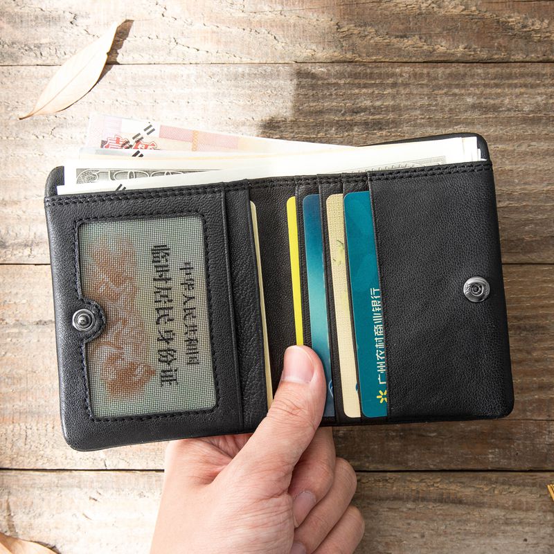 New leather ultra-thin mini small wallet personality multifunctional coin purse men and women simple compact casual money wallet