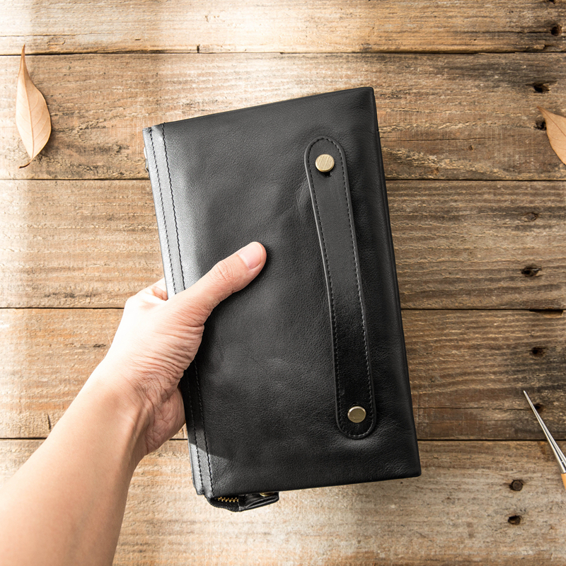 Men's Genuine Leather Long Wallet, Multifunctional Casual Soft Leather Clutch Bag, Men's First-Layer Cowhide Clutch Bag, Mobile Phone Bag, Trendy Men's Genuine Leather Long Wallet, Multifunctional Casual Soft Leather Clutch Bag, Men's First-Layer Cowhide Clutch Bag, Mobile Phone Bag, Trendy